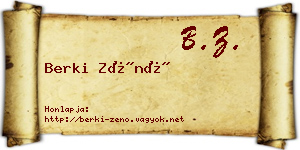 Berki Zénó névjegykártya